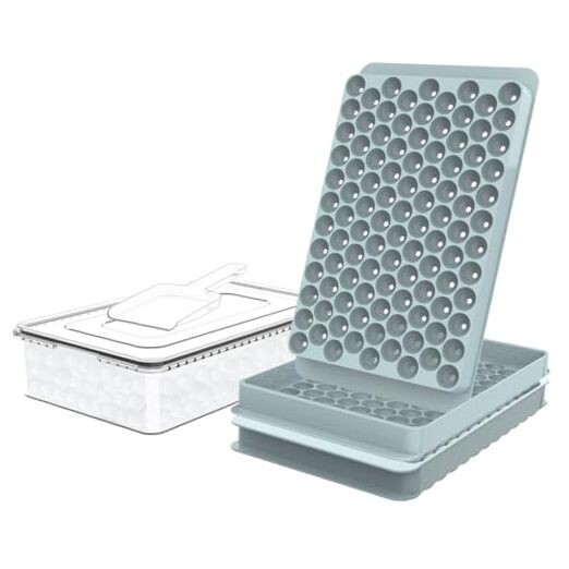Mini Ice Cube Trays, 0.55” Tiny Pebble Ice for Iced Coffee & 2Pack/0.55In Blue
