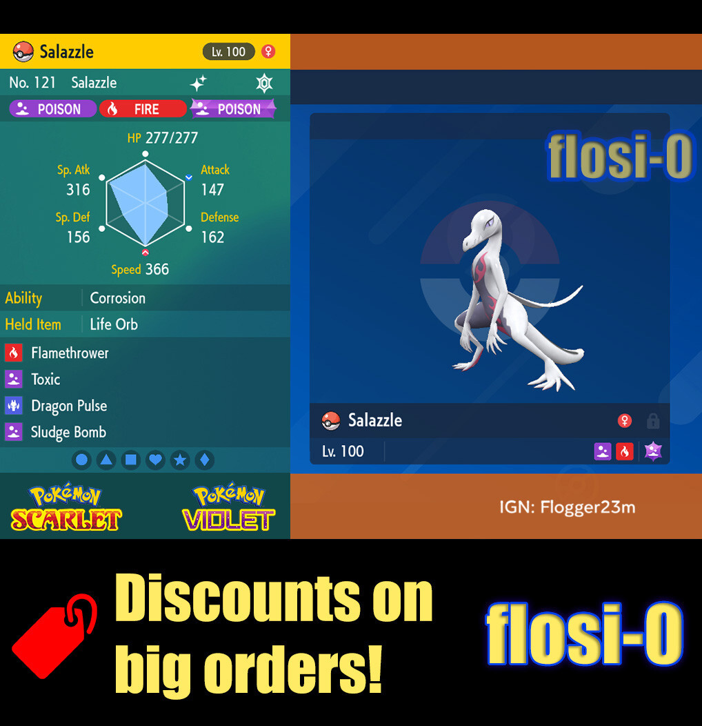 6IV Shiny Salazzle Pokemon Scarlet and Violet
