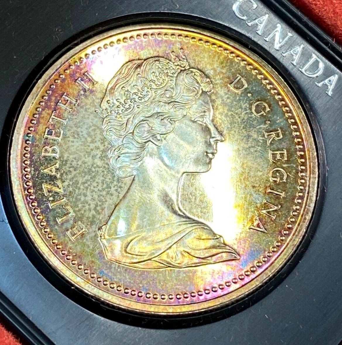 1972 Canada Silver Dollar Gorgeous Toning in Original Case CHN