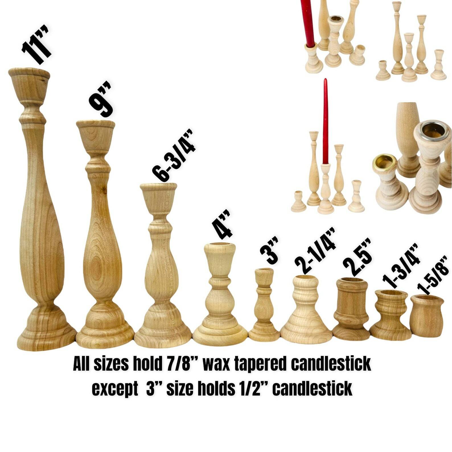 1- Natural Wood Candlestick Holders- DIY Wedding Accents Home Decor Cake Tier