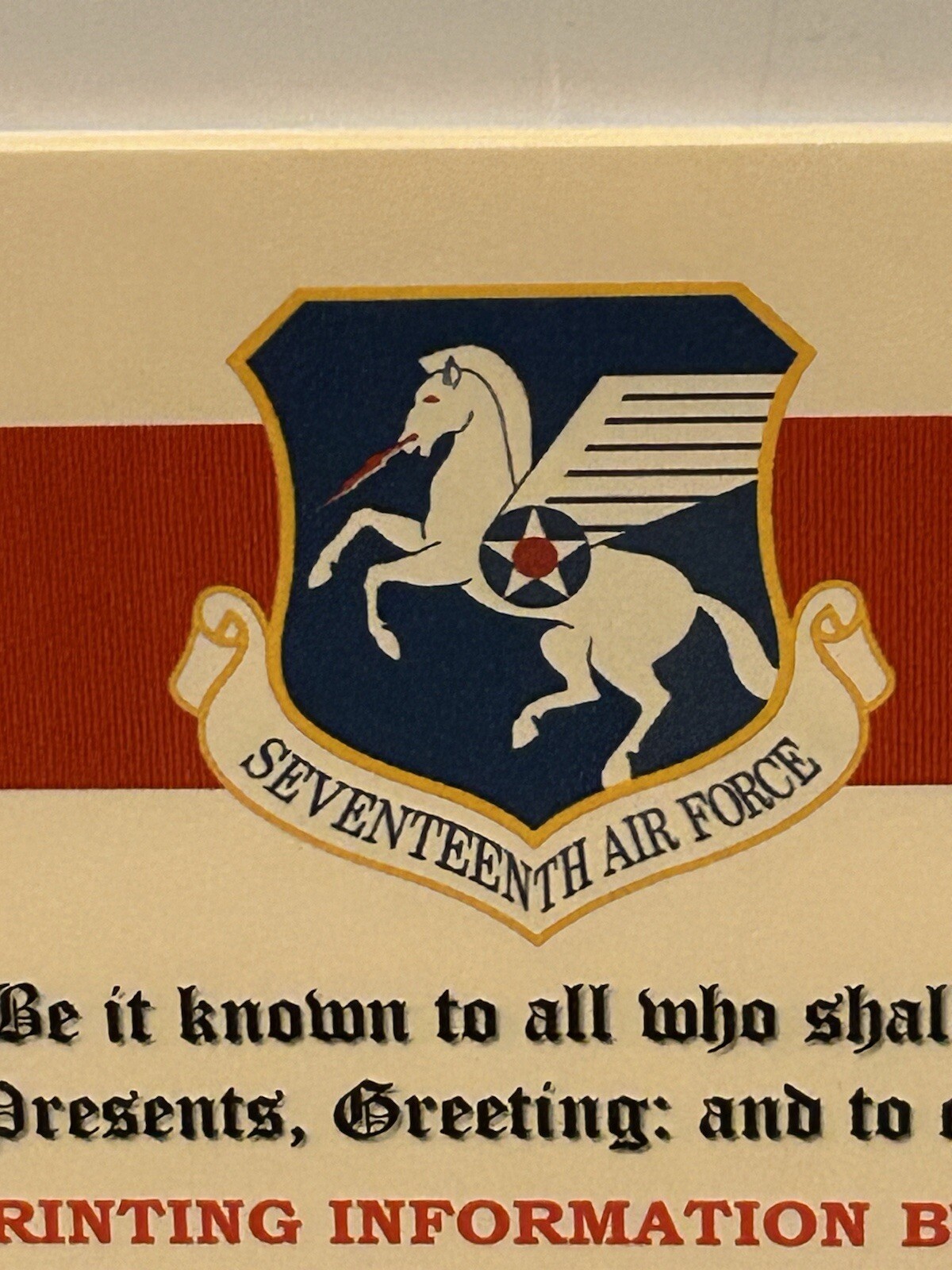 U.S. AIR FORCE / 17TH AIR FORCE - MERITORIOUS UNIT COMMENDATION CERTIFICATE