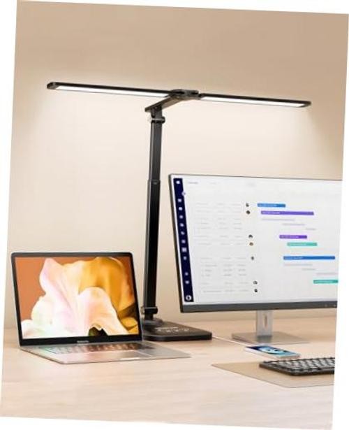 LED Desk Lamp for Office Home, Height Adjustable Architect Desk Tabletop Black