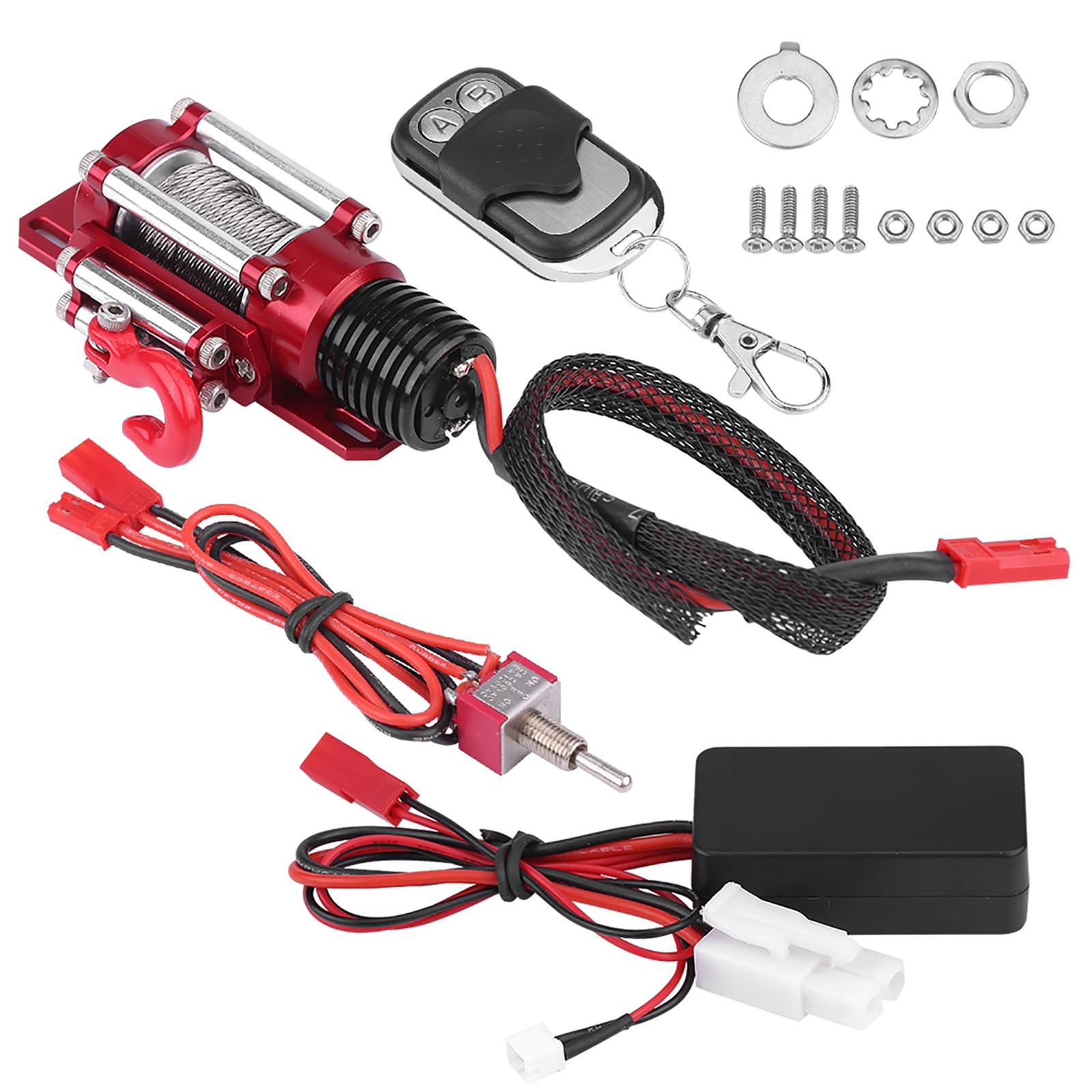 Electric Winch with Remote Control Receiver for Axial SCX10 D90 1/10 RC Crawler
