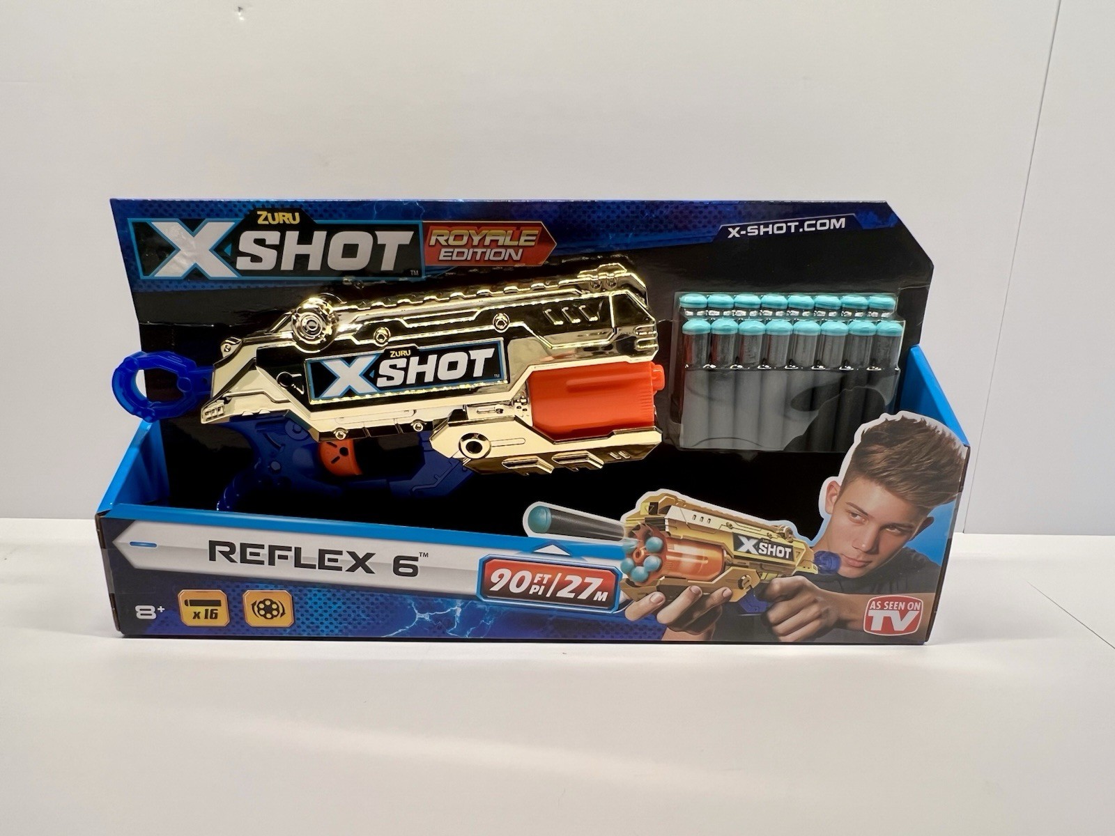 ZURU X-Shot Reflex 6 Royale Edition (Gold Blaster) With 16 Darts– New in Box