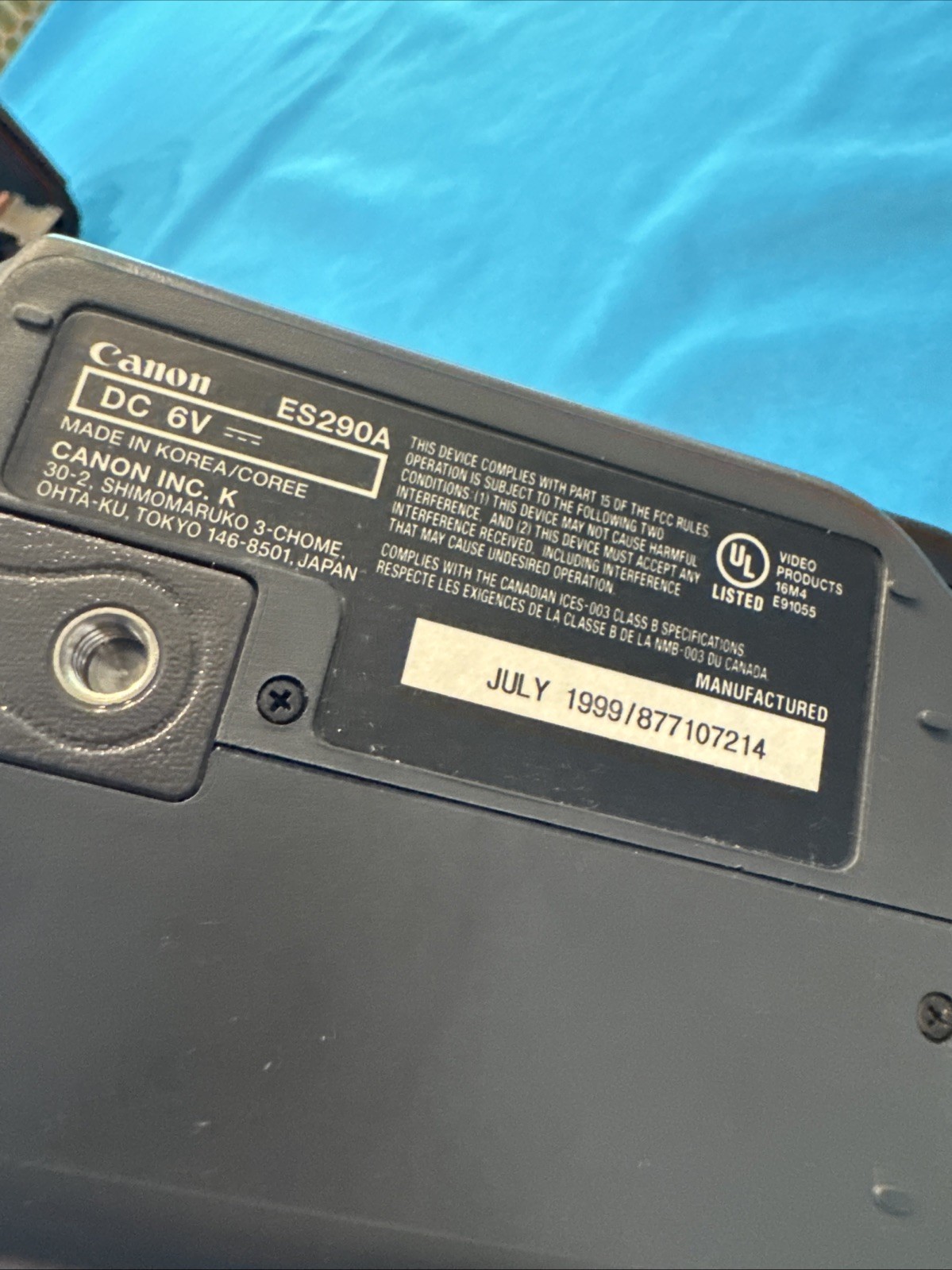 Canon Es290a Camcorder With Battery Mint Condition Untested