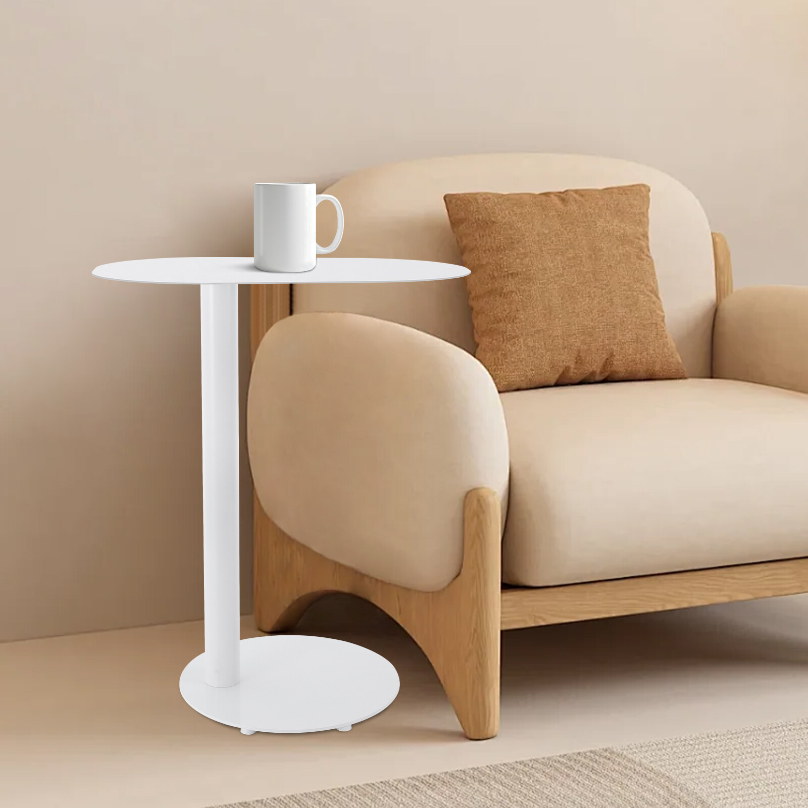 63cm C-shaped Side Table Couch Side Table 7.5kg Iron End Table For Laptop