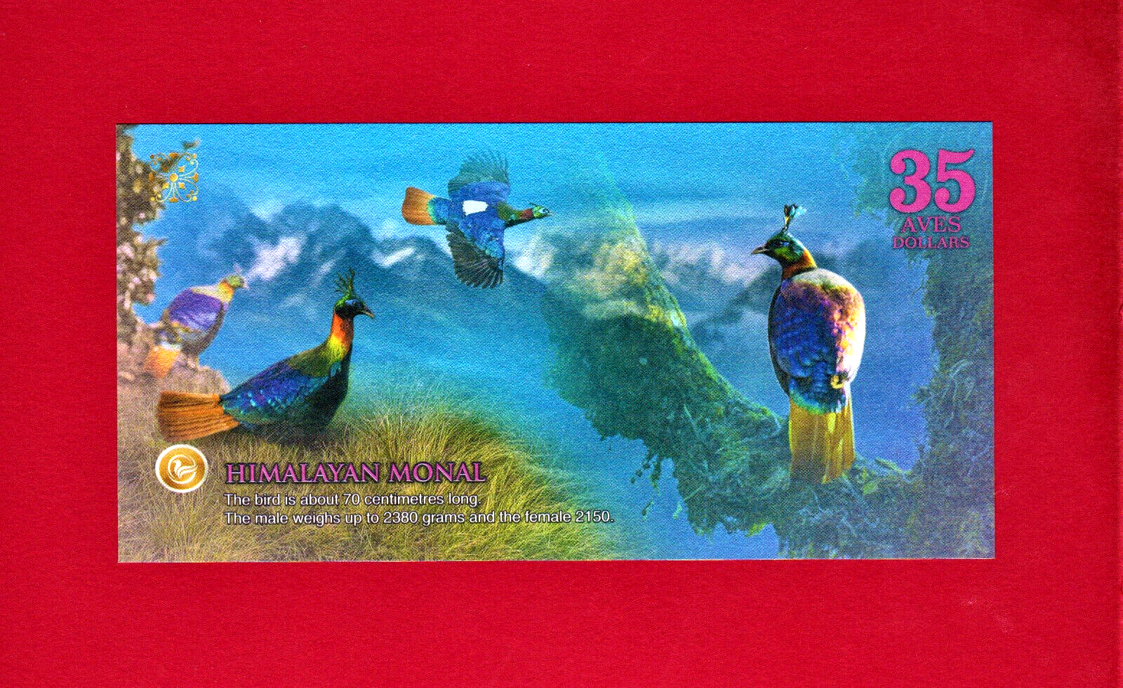 35 AVES DOLLARS 2017 ATLANTIC FOREST "HIMALAYAN MONAL" - RARE SPECIMEN UNC NOTE