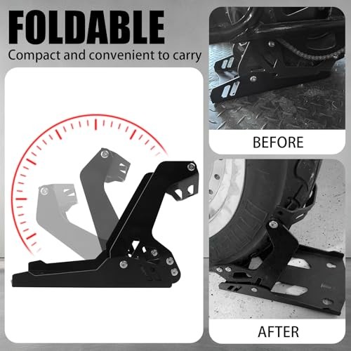 Motorcycle Wheel Chock 1800 lbs Capacity, Portable & Adjustable Front Black