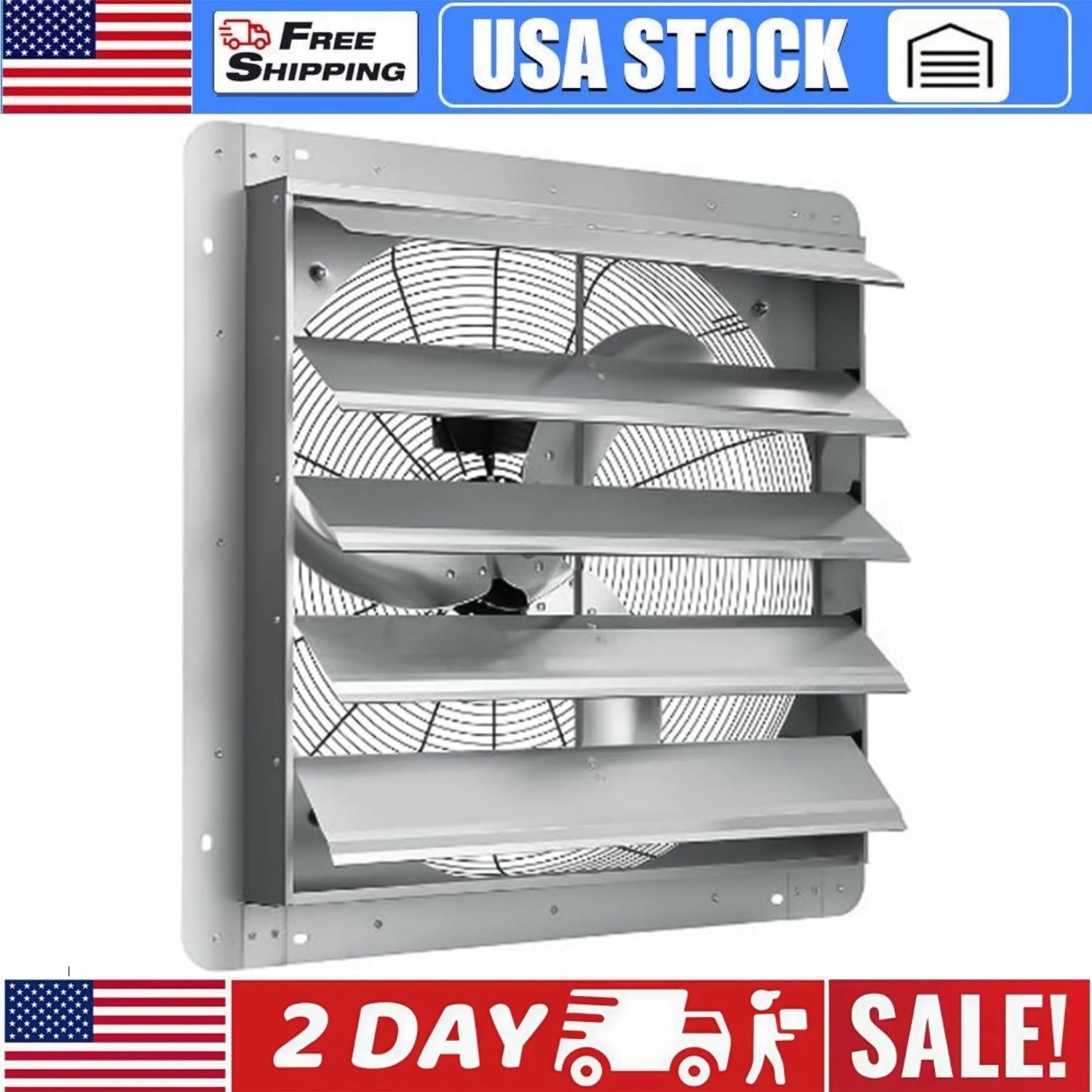🔵20 in Shutter Exhaust Fan 3500 CFM 1500 RPM High Speed Low Noise Wall Mounted