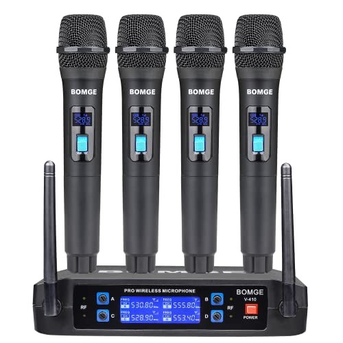 Wireless Microphone System, Pro 4-Channel Cordless Mic Set with Four V410