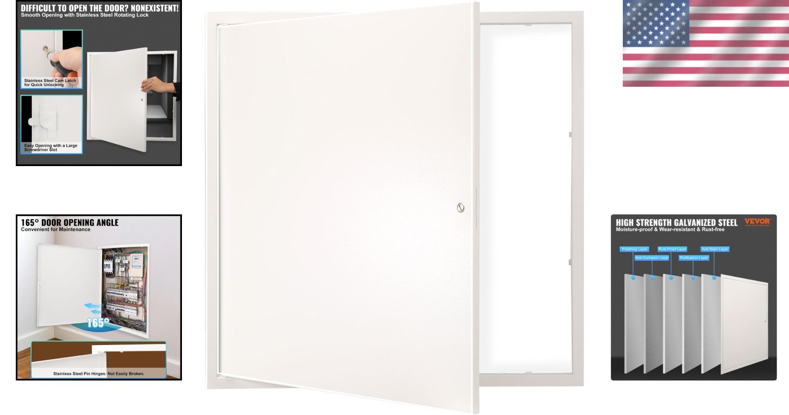 Access Panel Metal 24x24 Inch Steel Wall Ceiling Cam Lock Hinged Removable Si...