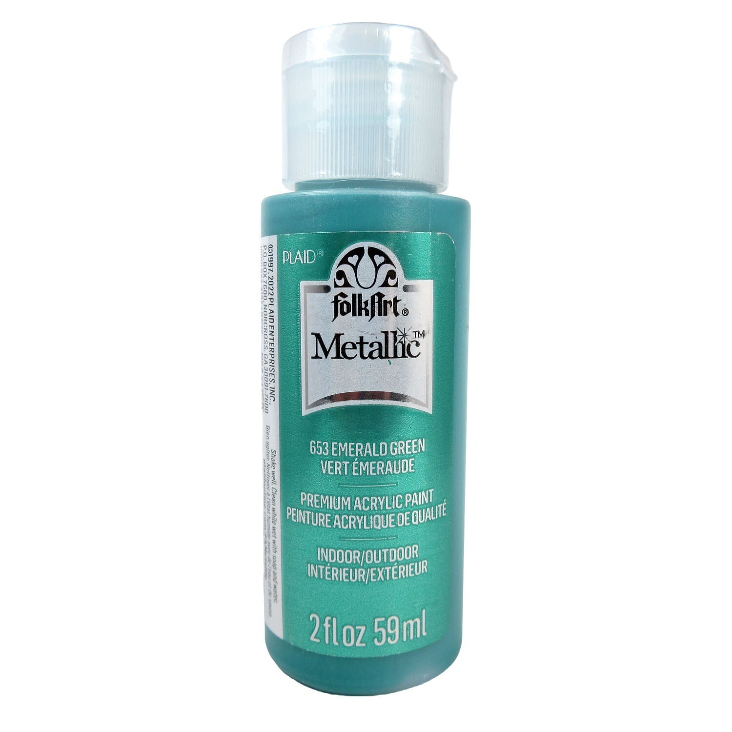 Metallic Emerald Green Craft Paint FolkArt Acrylic Indoor Outdoor 653 2 oz.