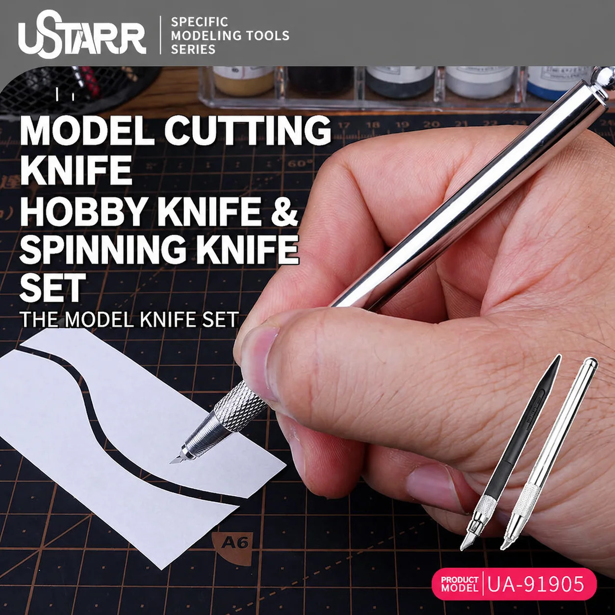 Ustar Hobby Knife Set (Rotary Knife/Ultra-thin Blade Knife) Model Making Tools