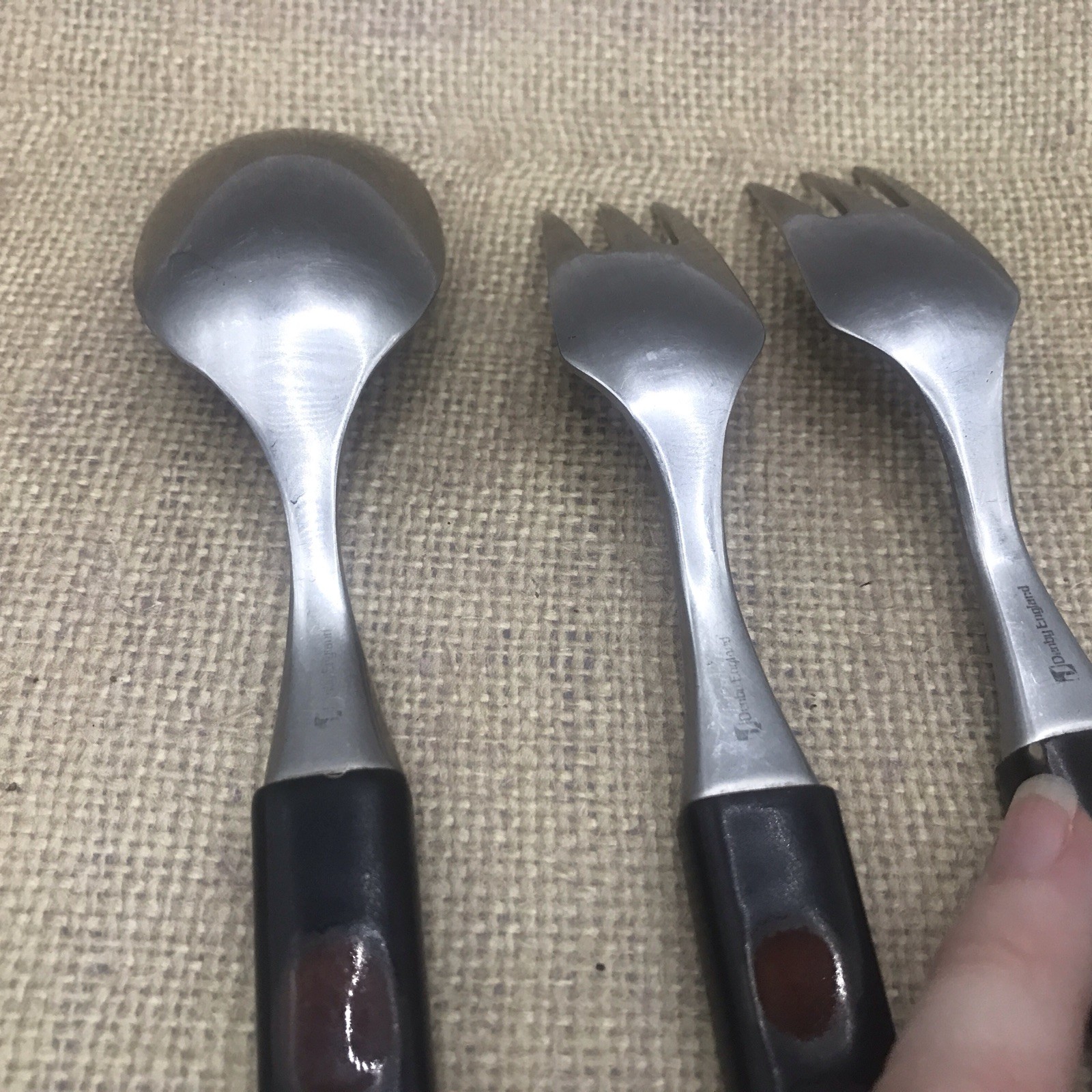 3 Denby Touchstone Garnet Utensils Large Spoon 2 Forks *Note