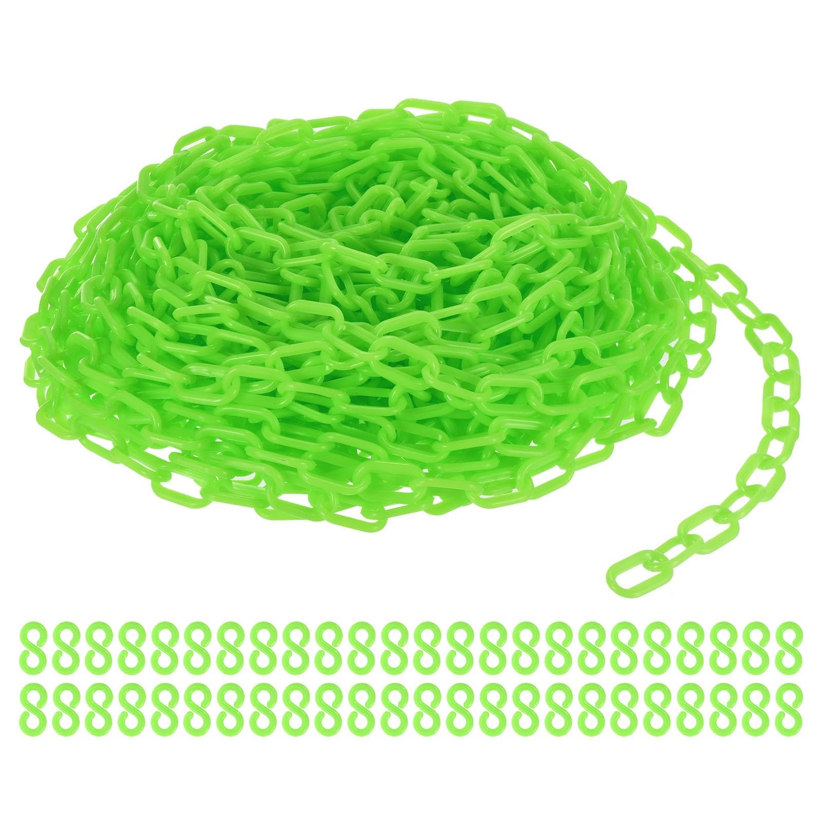 PATIKIL Plastic Chain Links, 100 Foot Safety Barrier 100 Feet, Green