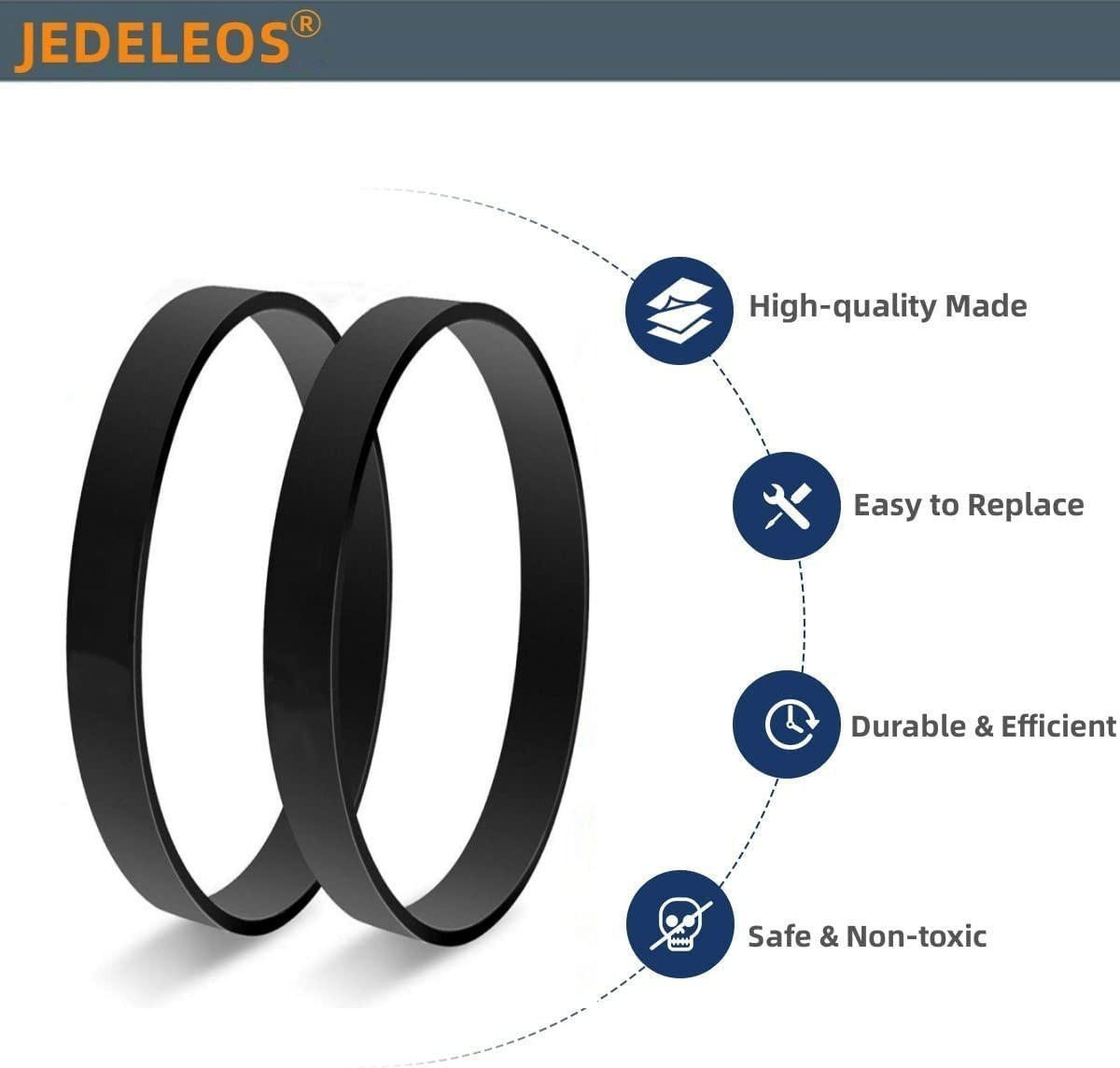 Replacement Style U Belts for Eureka Airspeed, Sanitaire and The Boss Black