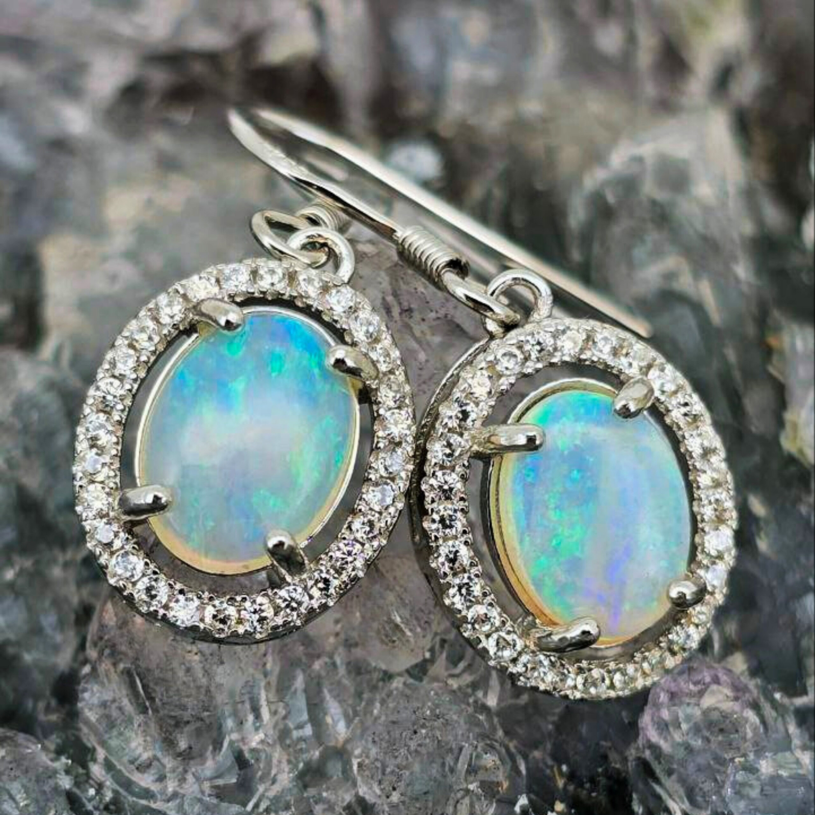 'Jadea Oli' Lightning Ridge Natural Crystal Opal 1.40ct S925 Silver Hook Earr...