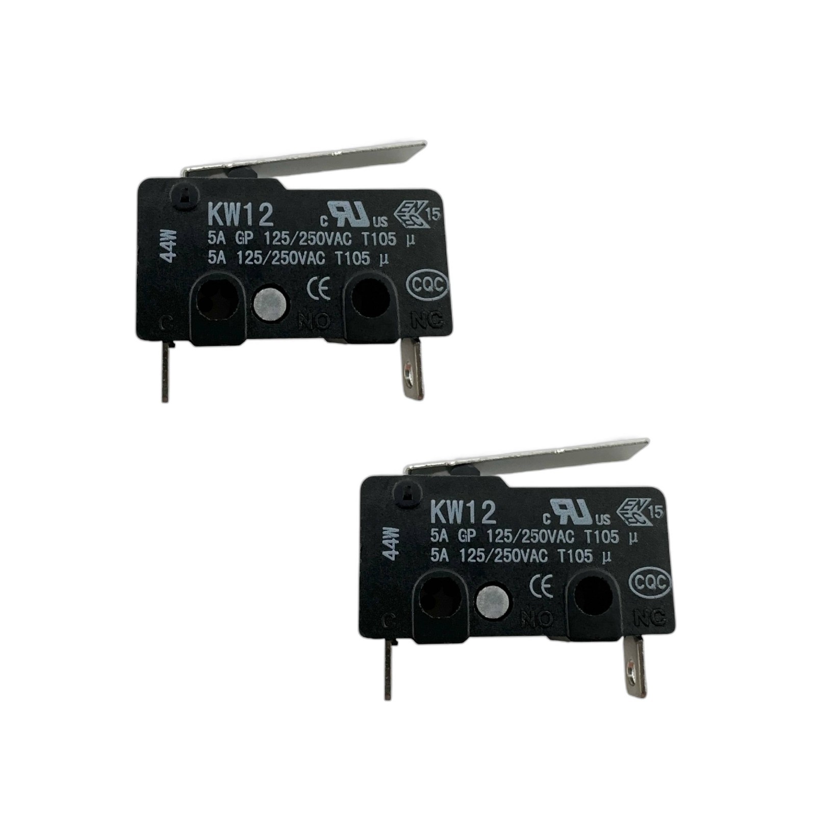 2 Pcs - Qiaoh KW12 Lever Micro Switch 2 Pins 5A 125/250VAC Normally Closed