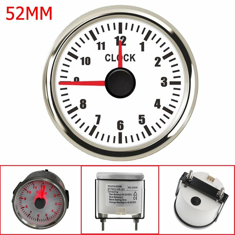 52mm LED Clock Gauge Hour Meters 0-12H For Car Truck Boat Yacht ATV