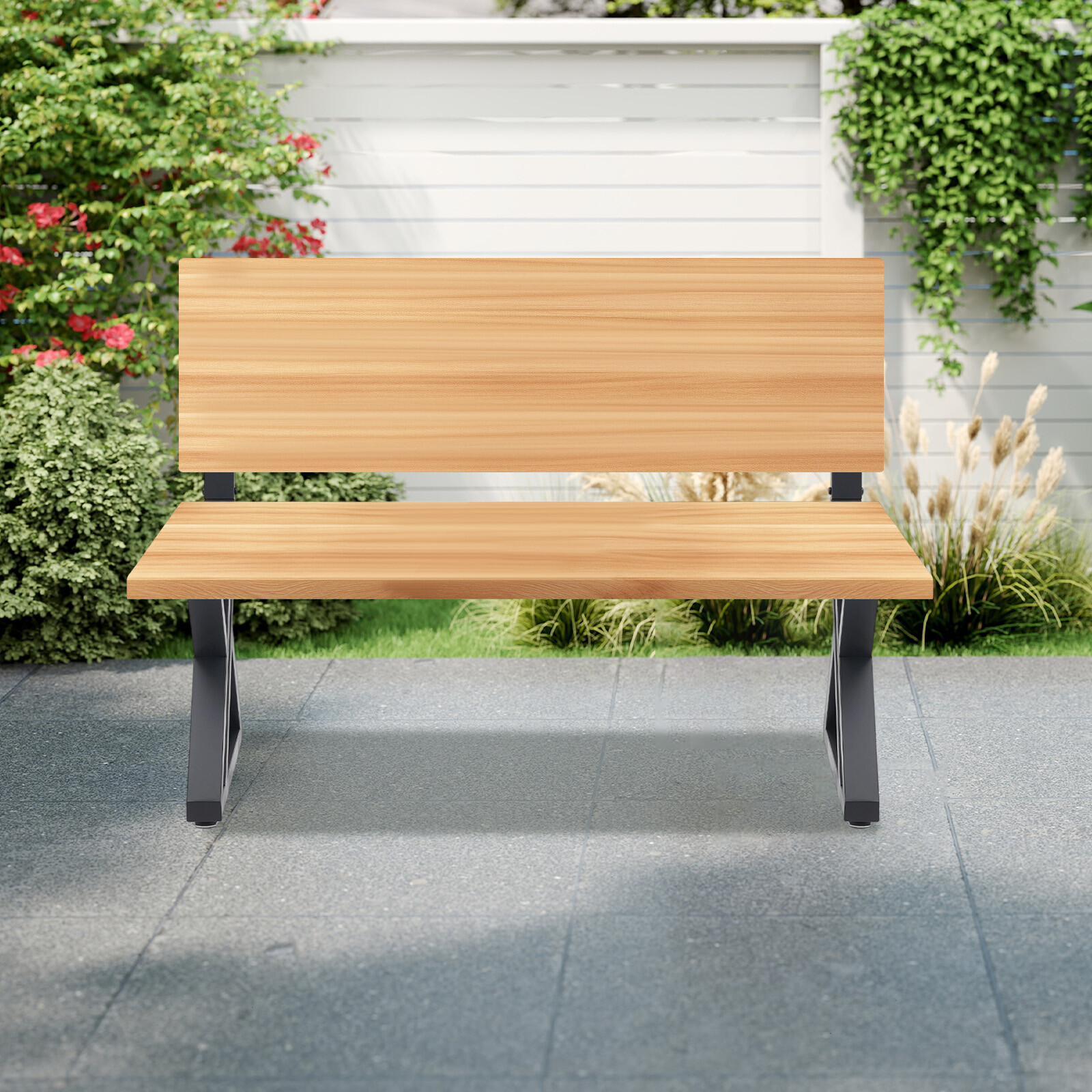 Black 2PCS Bench Legs Z-Shaped Bench Legs with Backrest Bracket Bench Legs