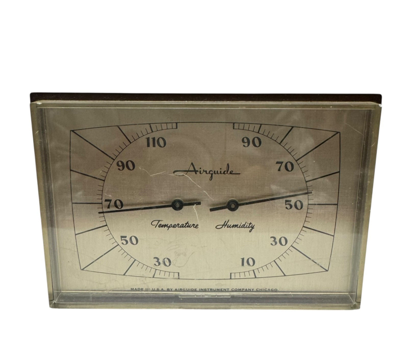 Vintage Airguide Temperature & humidity Gauge Mid-Century Modern acrylic USA