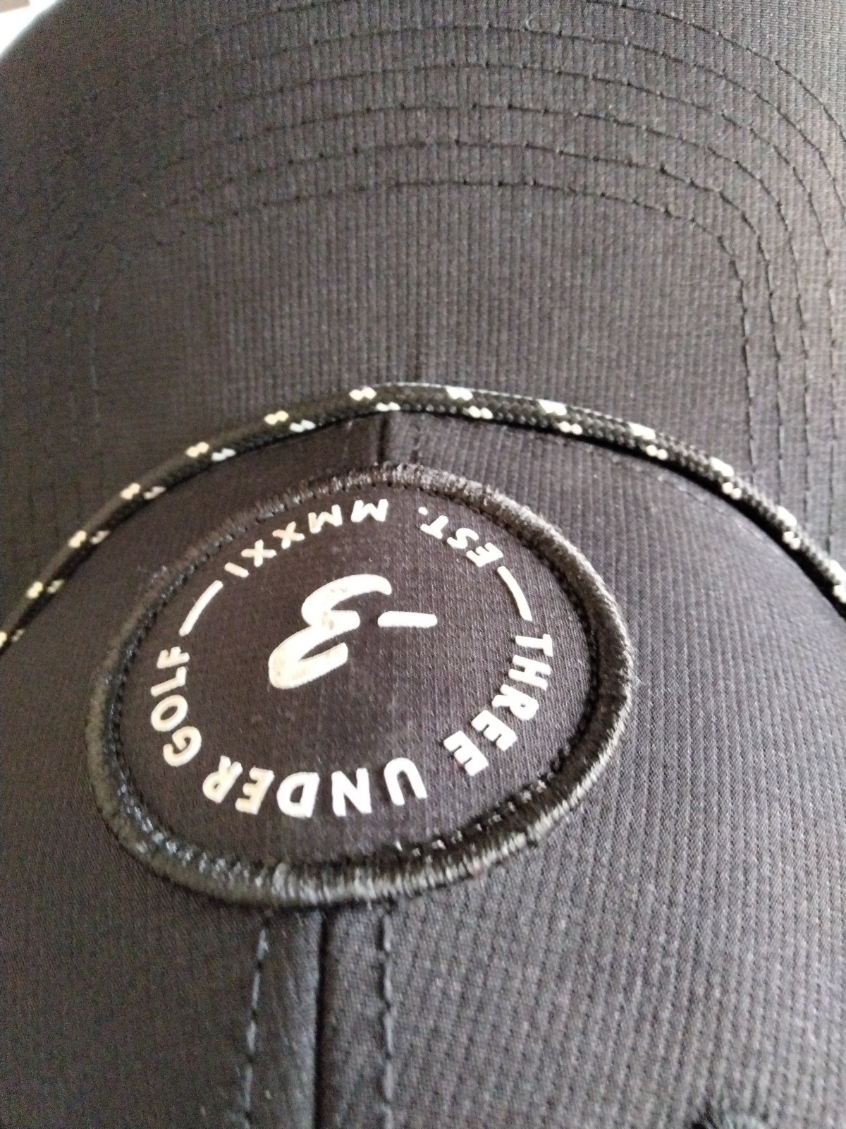 Three Under Golf Vented Cap - Est. MMXXI - Black & White Snap Back - Adjustable