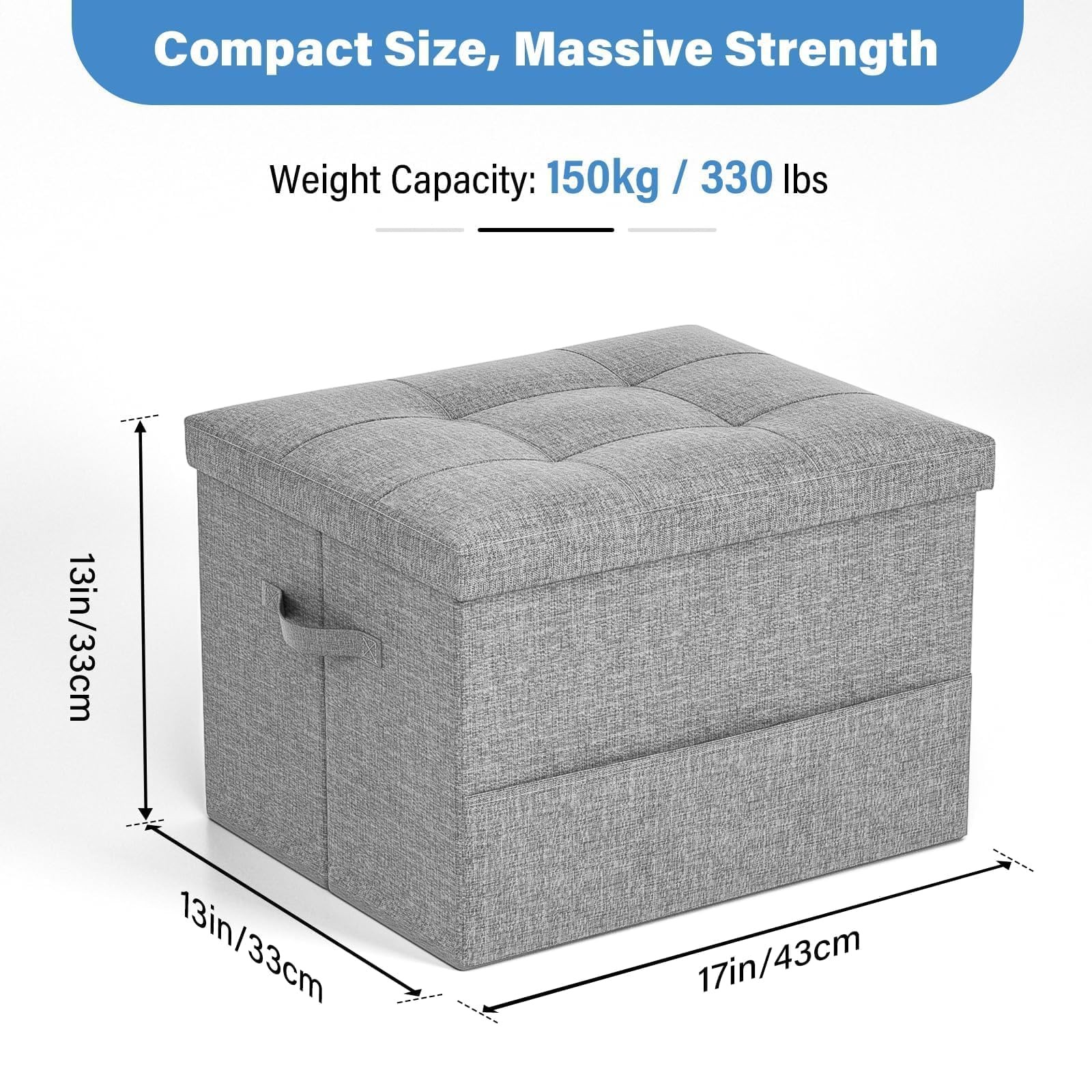 Taburete Otomana Plegable Con Asiento Acolchado De 43L Gris Oscuro Pro
