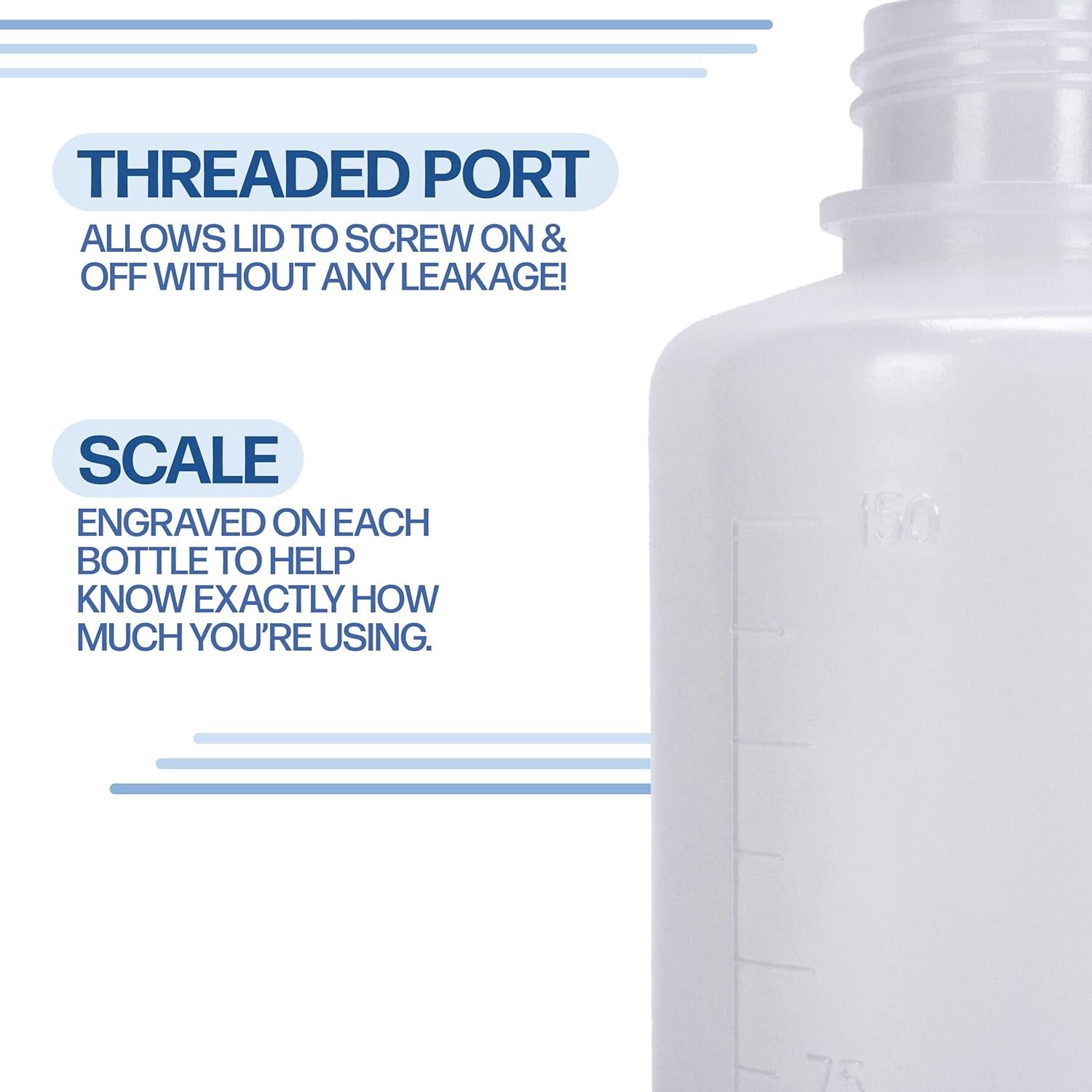 Plastic Boston Round Wash Bottle, 150ml, Each