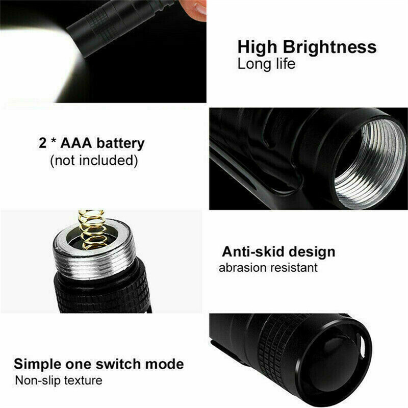 5Pcs LED Flashlight Clip Mini Light Penlight Pocket Portable Pen Torch Lamp US✨