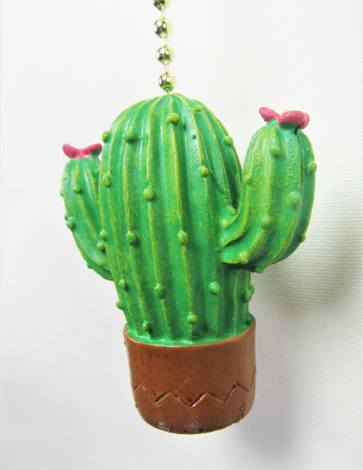 Cactus w/flowers in a Pot Ceiling Fan/Light Pull w/chain