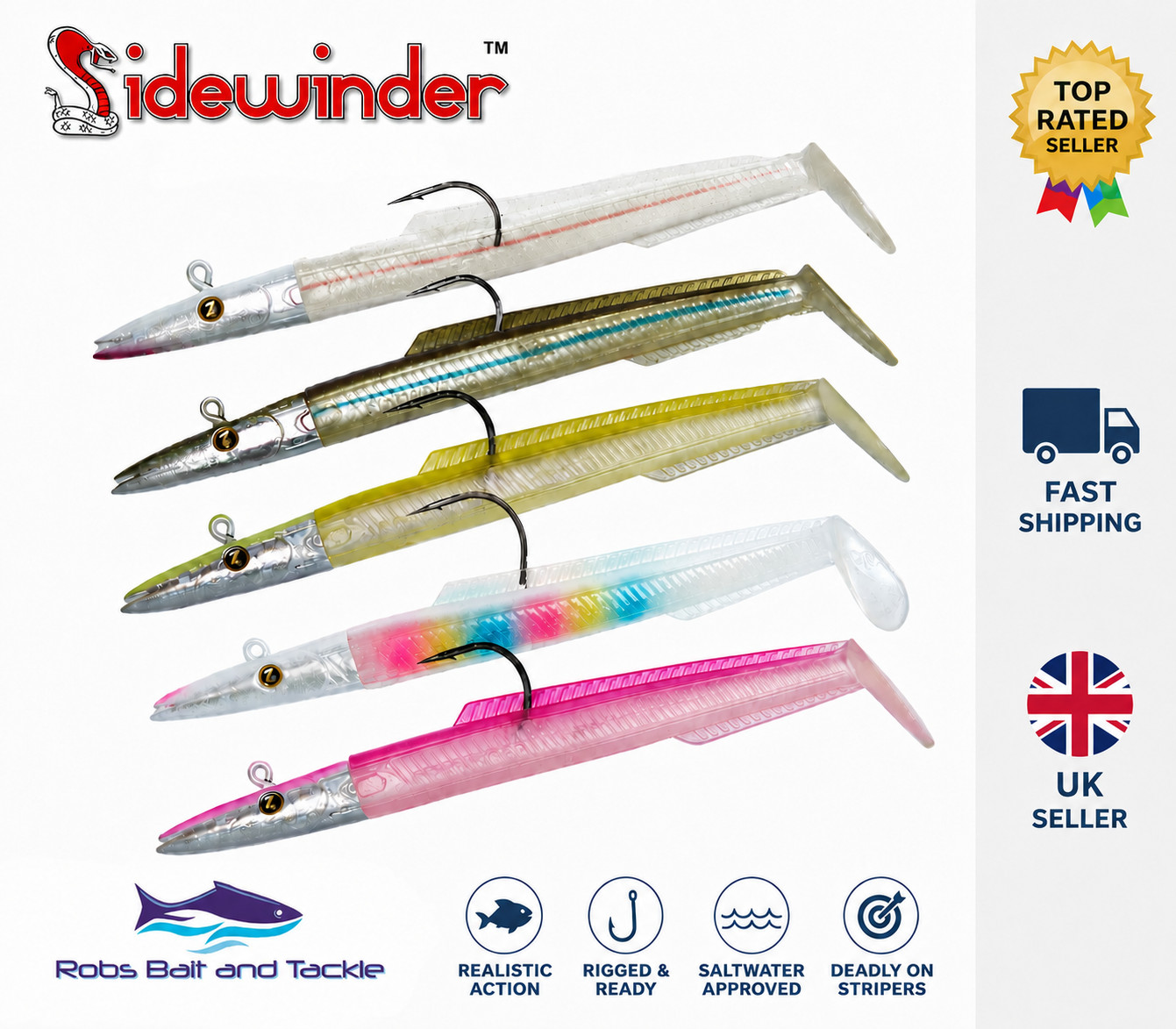 Sidewinder Skerries Pro Sandeels Lure Shore / Boat  Pollack Bass Cod Fish Locker
