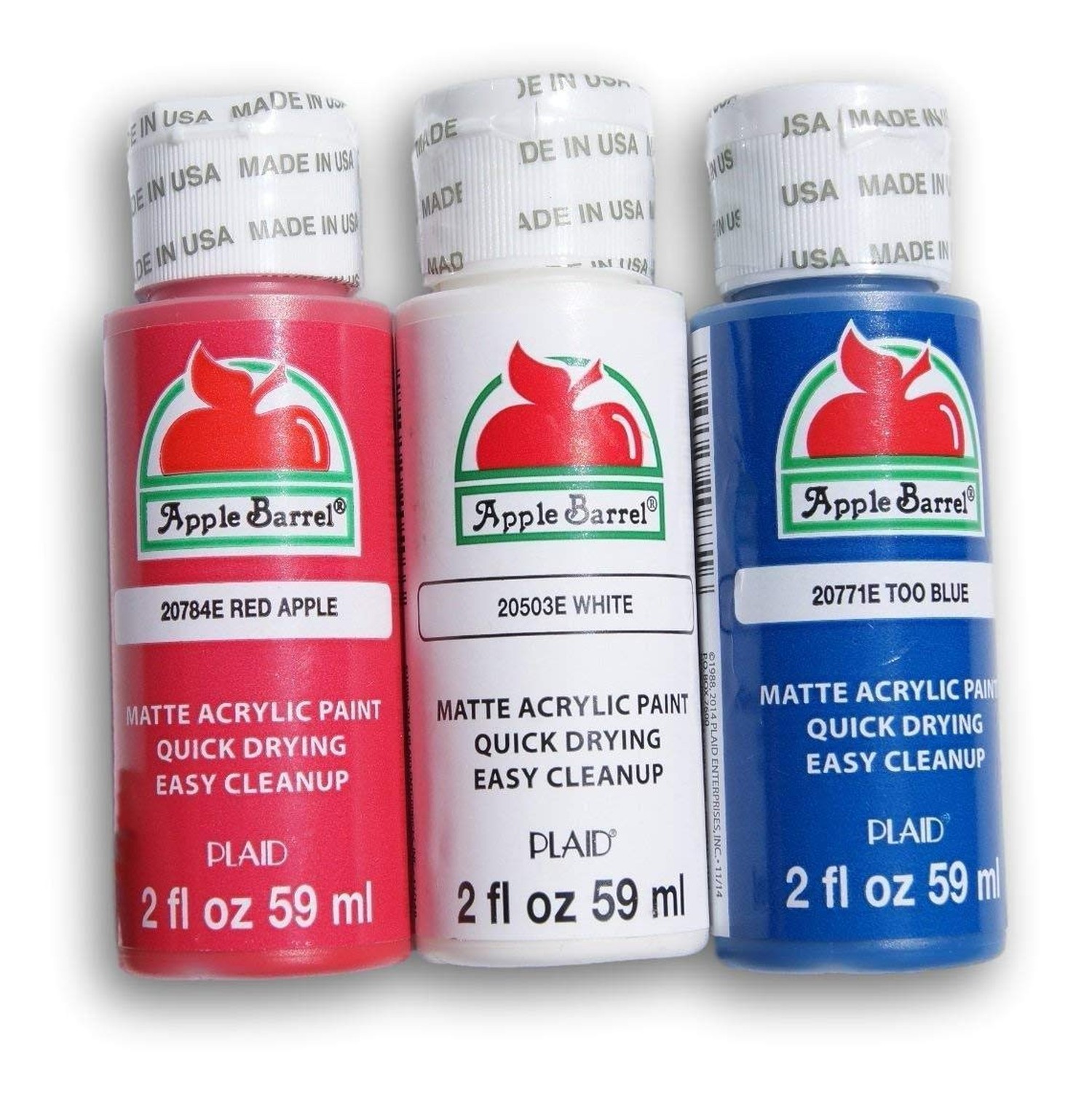 Apple Barrel Red, White, and Blue Patriotic Acrylic Paint Bundle (2 Ounces Ea...