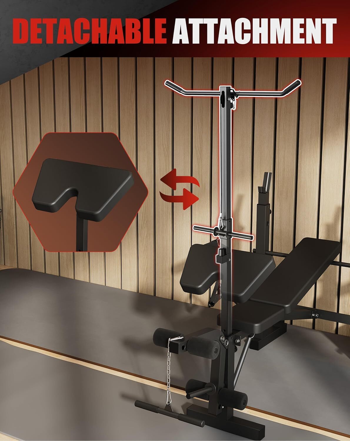 Olympic Weight Bench Set Bench Press Rack w/ Leg Developer LAT Pulldown Foldable