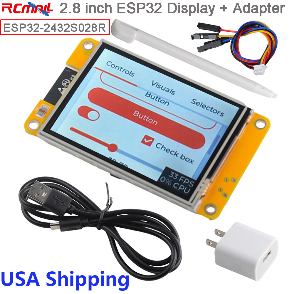 2.8" ESP32 Display ESP32-2432S028R TFT LCD ILI9341 Touchscreen + Adapter USA