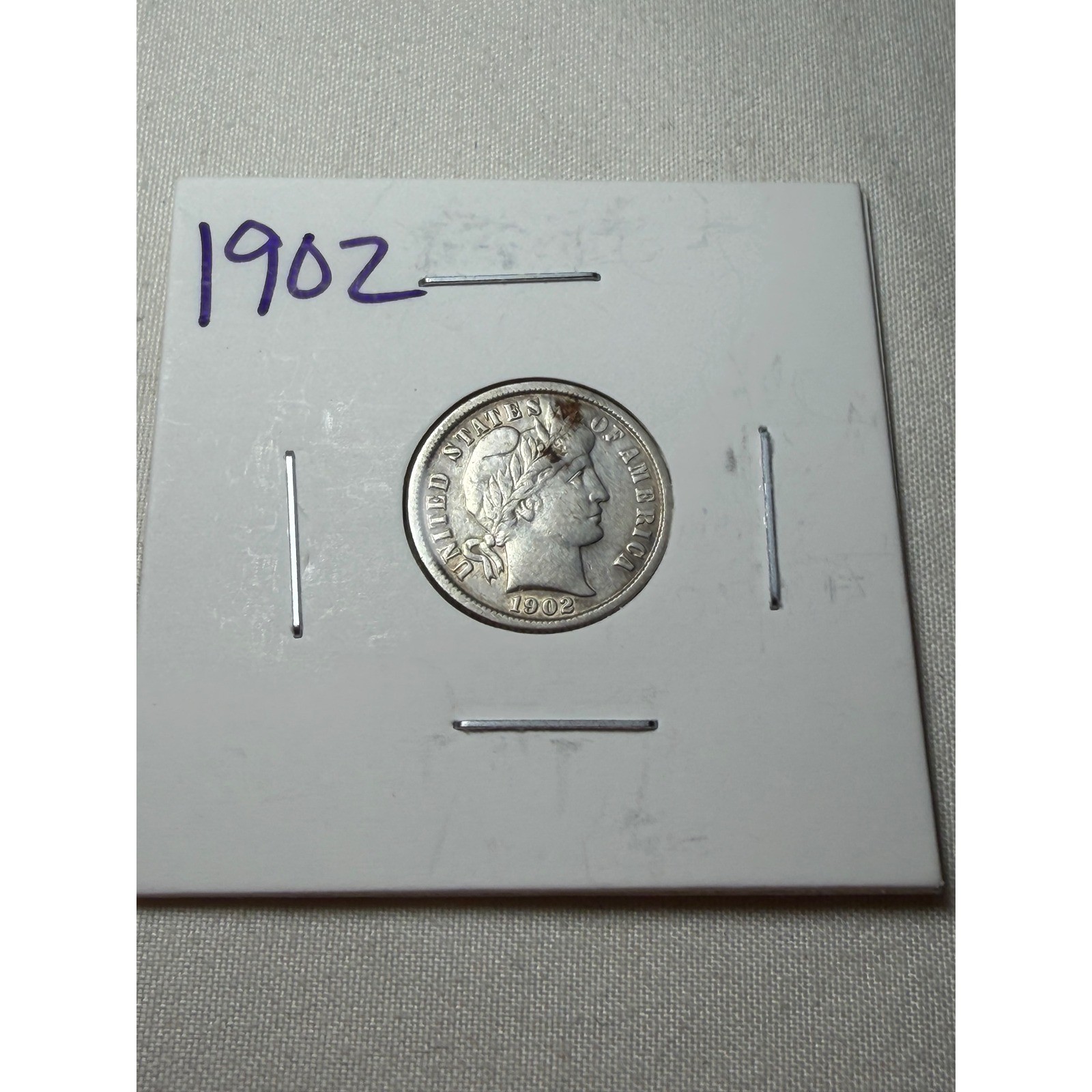 1902 Barber Dime US Silver Coin 10C United States Liberty Head Ten Cents