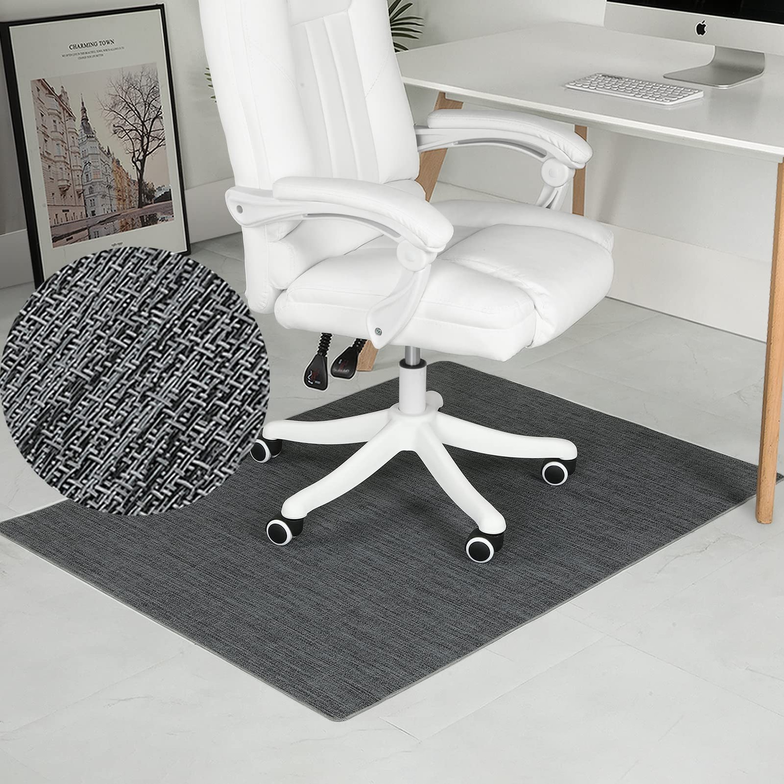 Chair Mat for Hardwood Floor, 36" x 48" x 48", Graphite Texture