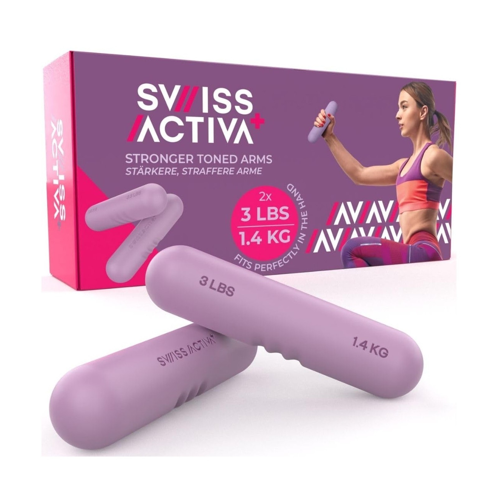 Swiss Activa+ Premium dumbbells - 3 lb Weights for Women Set of 2 - weights f...
