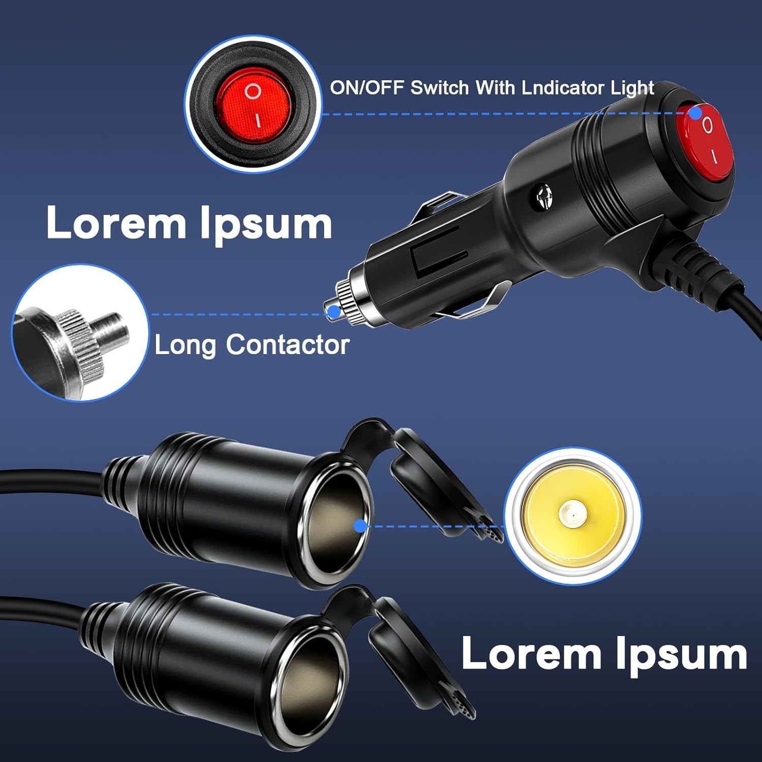 Cigarette Lighter Splitter ， 12V Splitter,Dual Cigarette Lighter Adapters for Ca