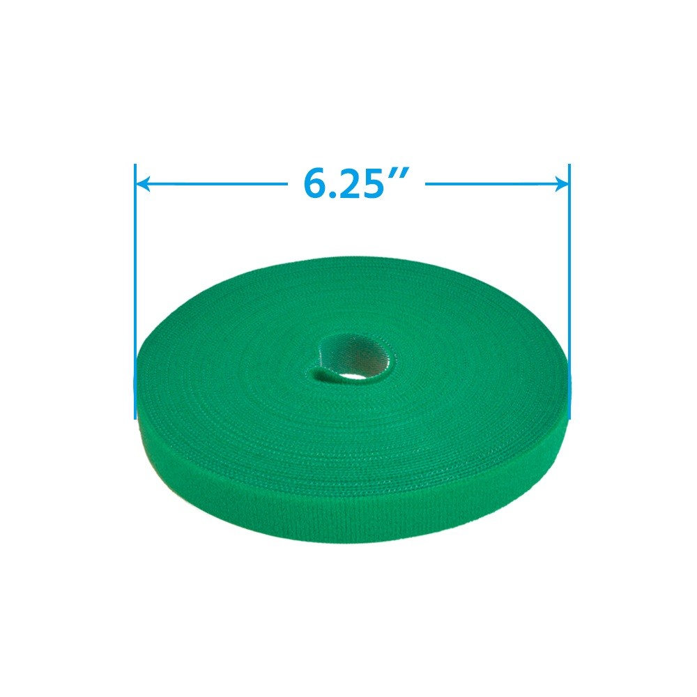 10 Pack of 50Ft 0.8" Width Hook and Loop Strap Tape Green