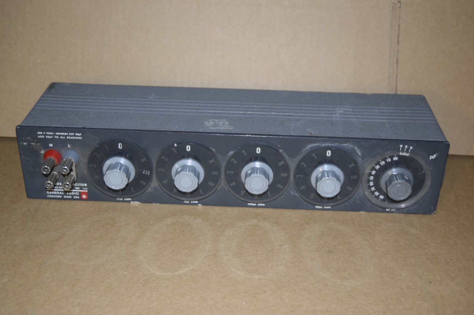 General Radio Decade Capacitor Type 1412-BC (Ser 488) 500 V Peak Min. Cap 50pf