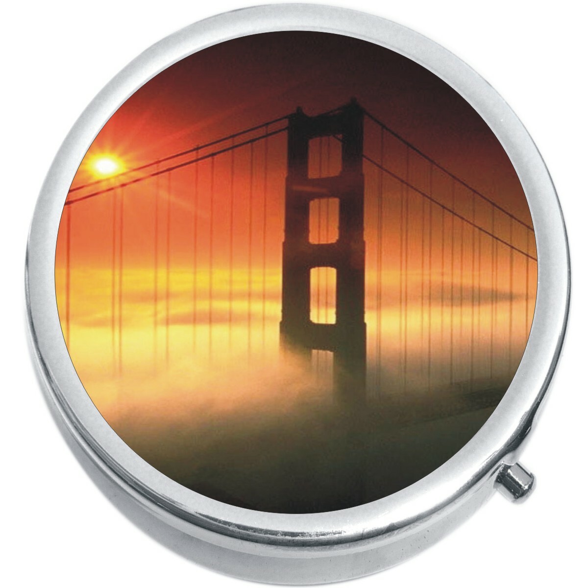 Gate Bridge Fog Medicine Vitamin Compact Pill Box