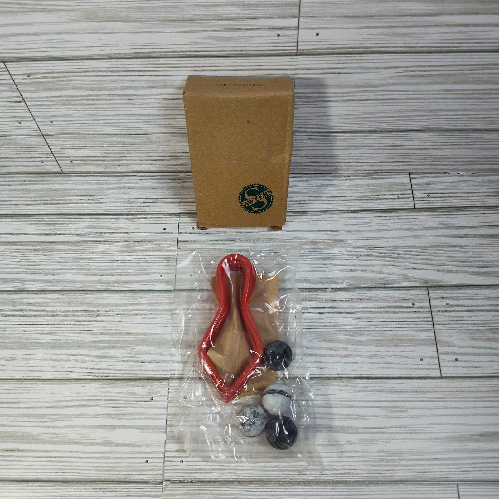 Vintage 1993 Avon Sawyers Red Tarp Fasteners & Lock Balls Set/4 Sealed