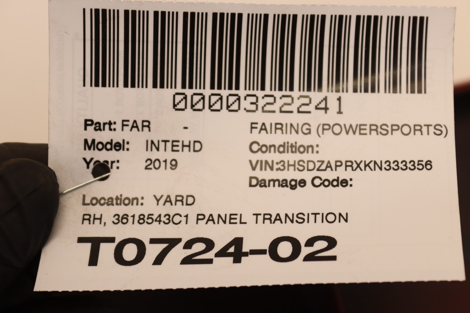 2017-2024 INTERNATIONAL LT625 RIGHT PASSENGER SLEEPER TRANSITION PANEL COVER OEM
