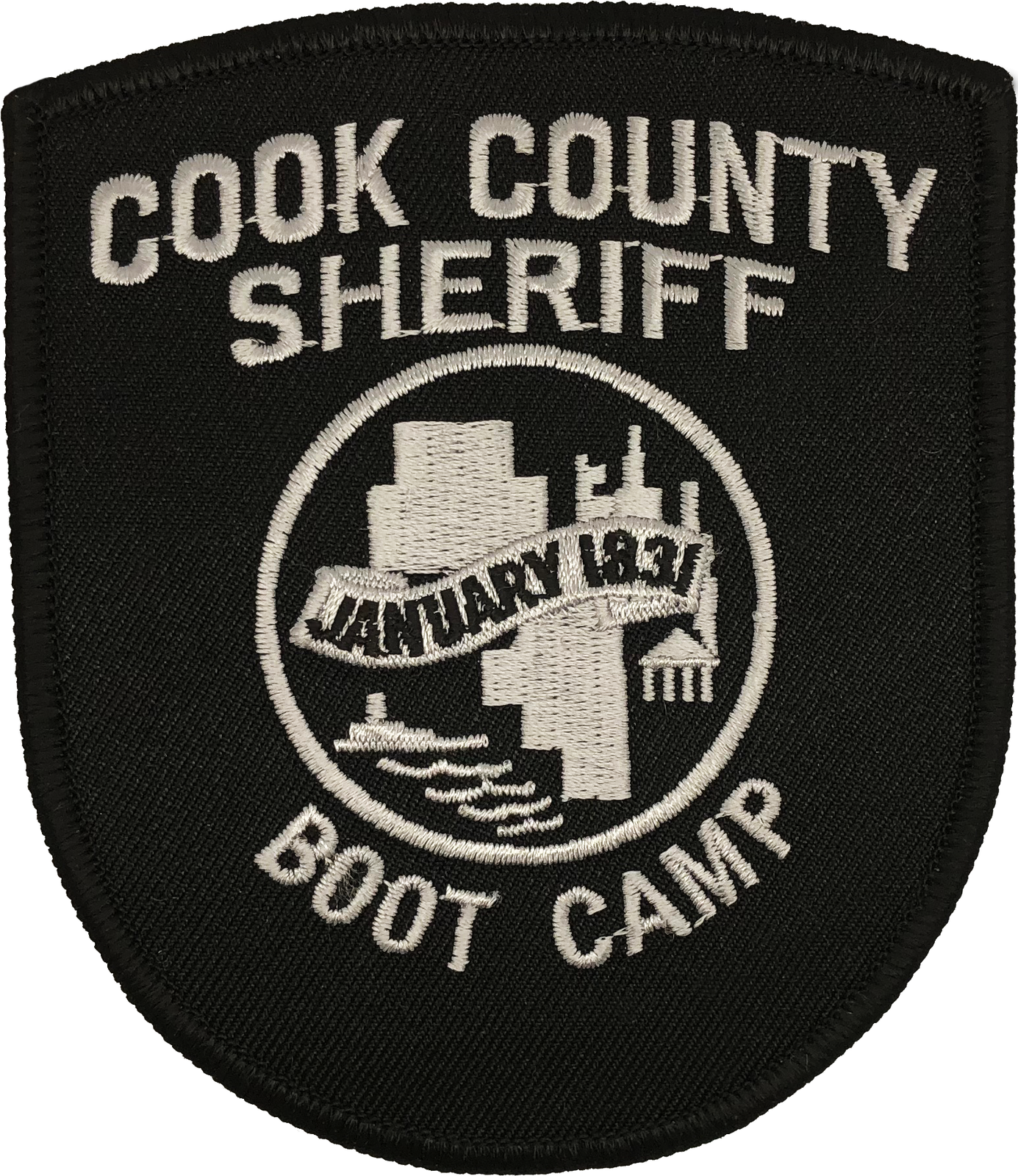 COOK COUNTY SHERIFF SHOULDER PATCH: Boot Camp Black & Silver