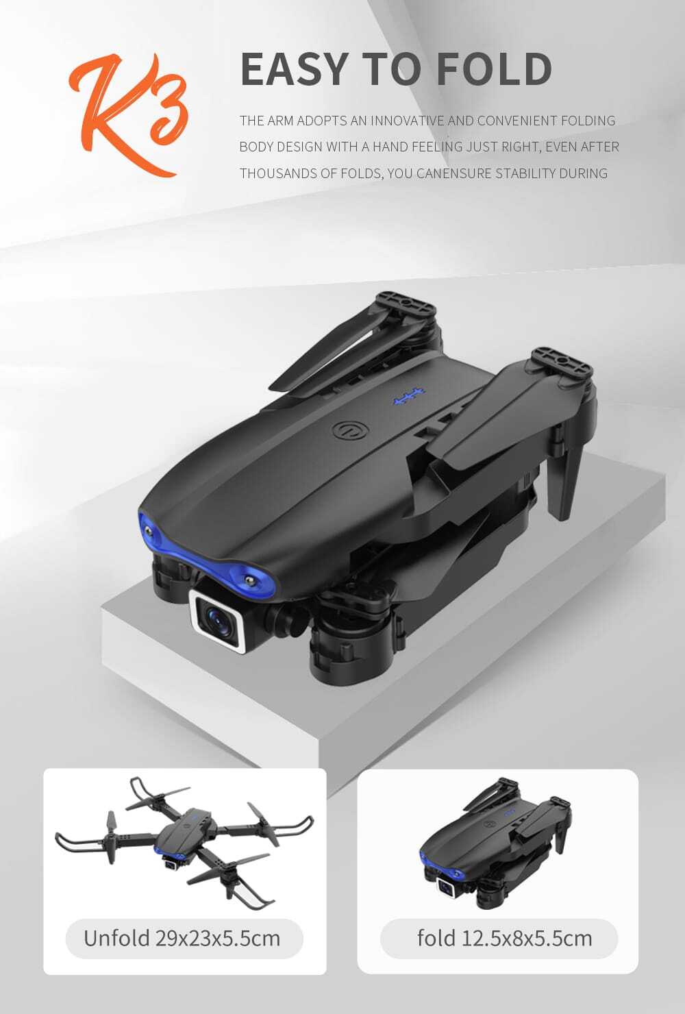 New RC Drone With 4K HD Camera WiFi FPV Foldable Quadcopter