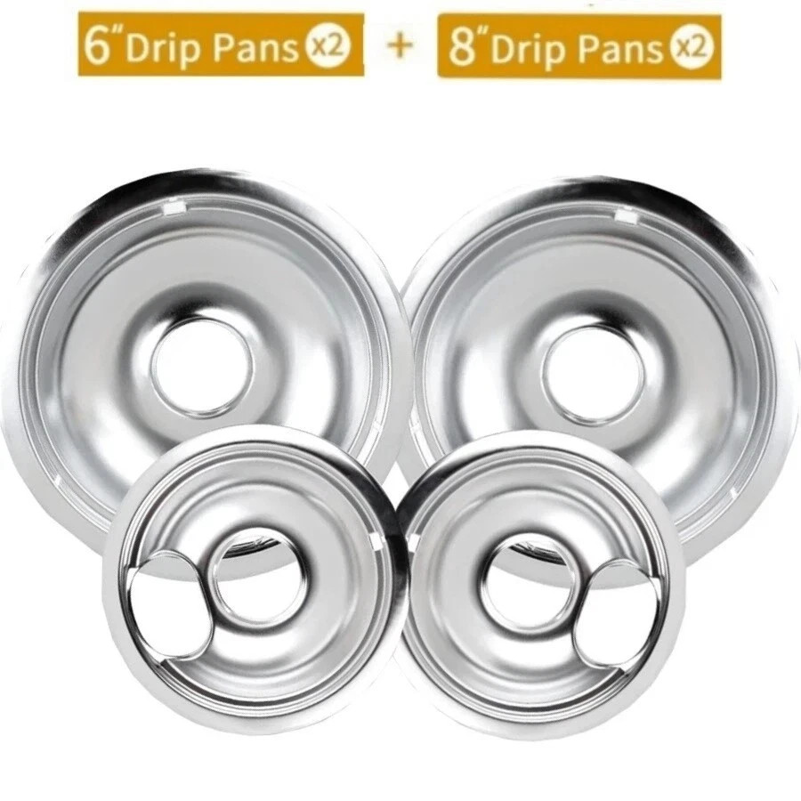 4PCS Chrome Drip Pans, Compatible Fit Whirpool Kenmore Frigirate Stove