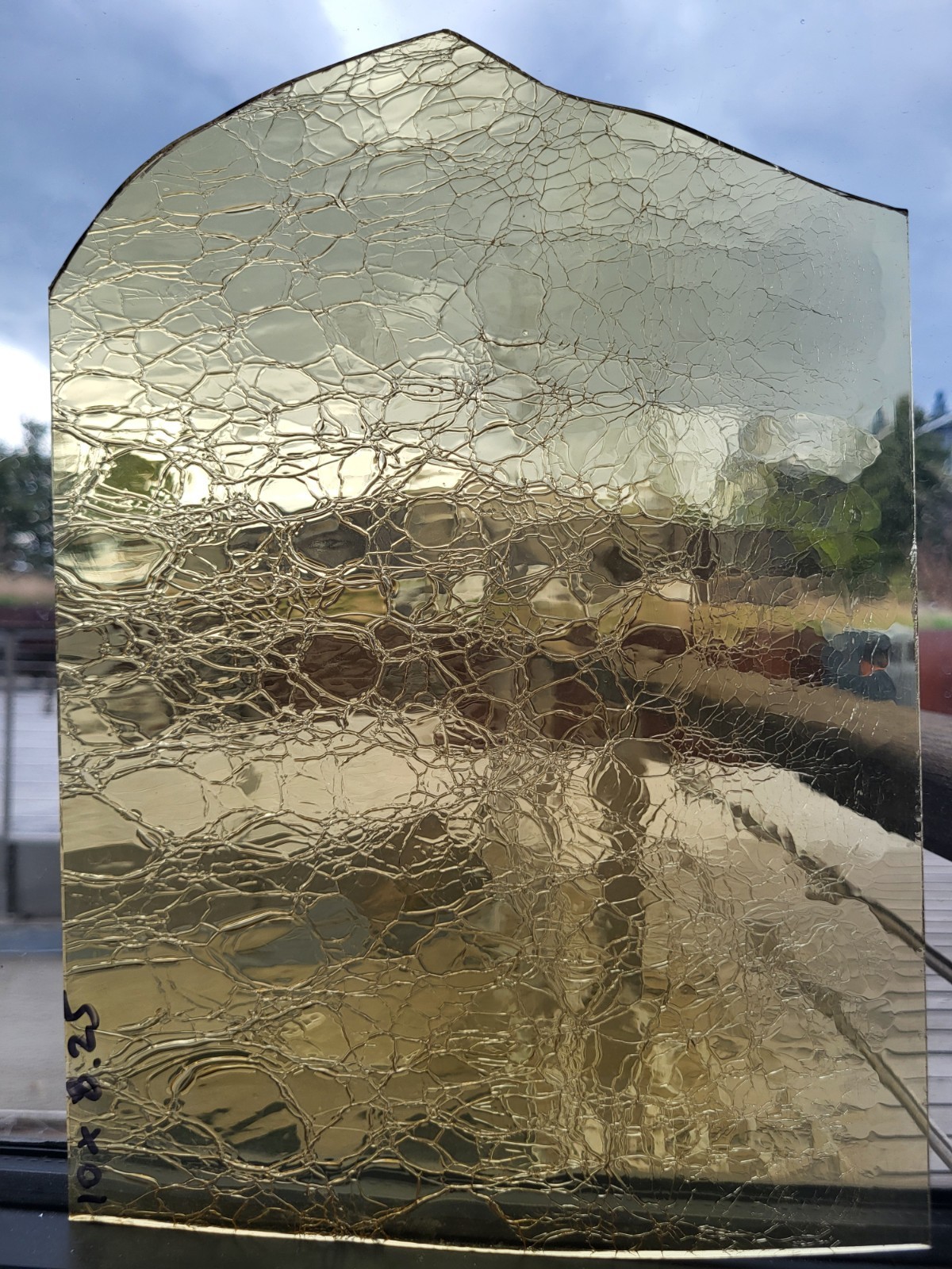 German Lamberts Amber Crackle Glass 10X8.25"