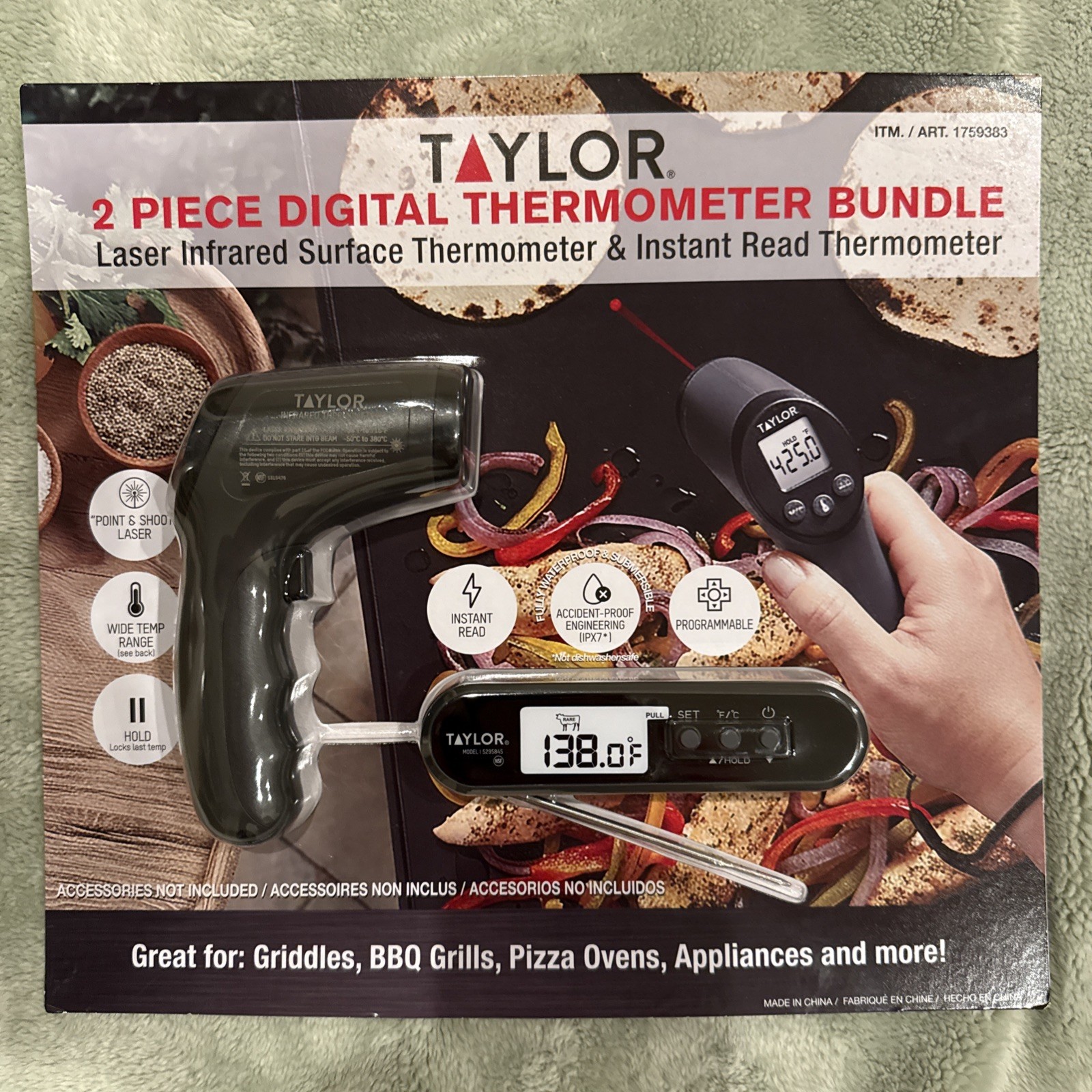 Taylor 2-Piece Digital Thermometer Set Meat & Infrared Surface Thermometer