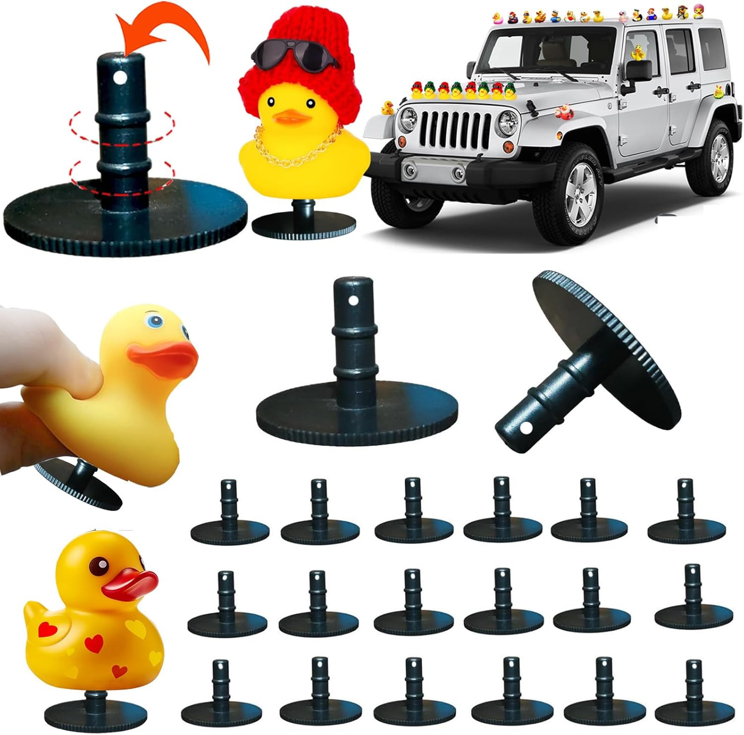 20 Pcs Duck Holder - 2024 Upgraded Air Vents - Dual Buckle Anti-Slip Rubber Duck
