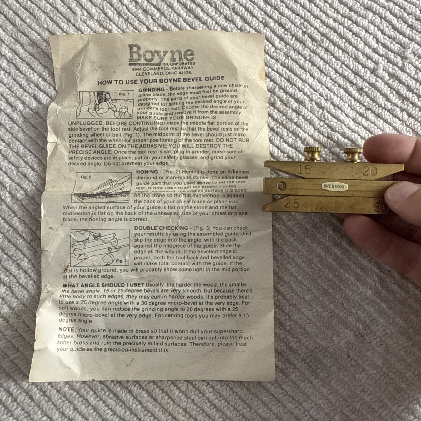 Vintage Boyne Bevel Guide Brass Taiwan